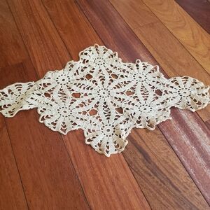Vintage Hand Crocheted Small Tarletop Doily Tan Color
